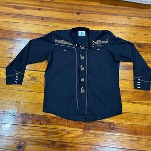 Ranger's Rafael Amaya Western Embroidered Shirt Black Men's 2XL